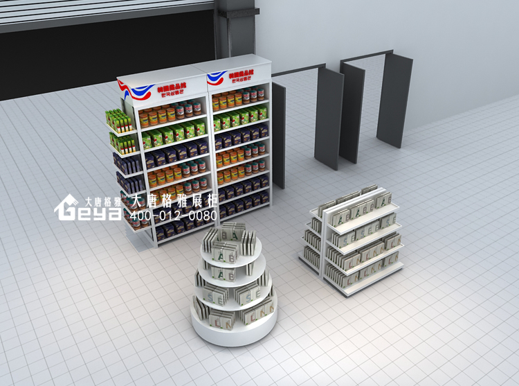 食品展柜,食品展柜设计,休闲食品展柜,进口食品展柜